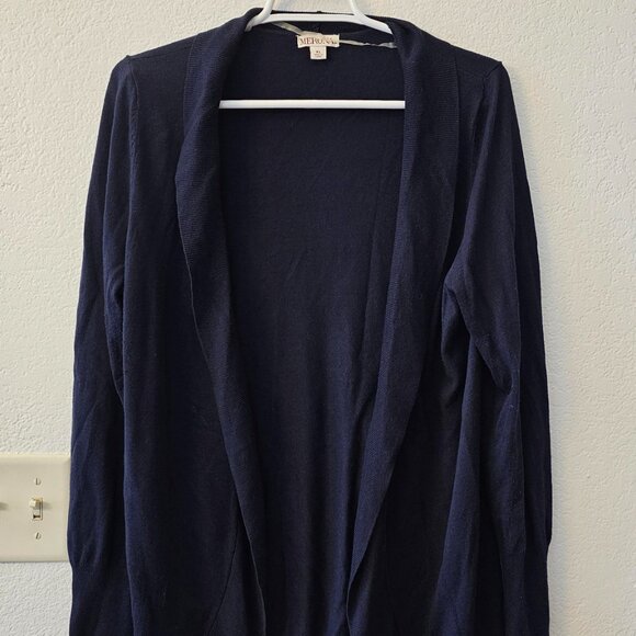 Merona Women's XL Navy Blue Long Sleeve Cardigan – Soft Knit, Lightweight, Excel - Picture 4 of 6